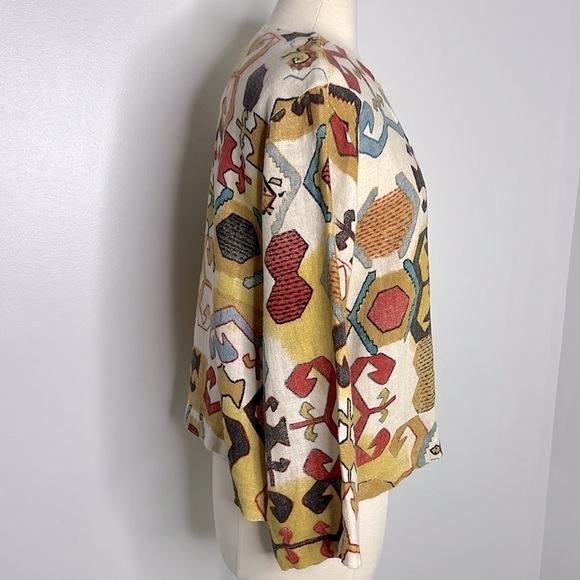Chico’s linen geo bold print jacket size 2 = size large - Picture 3 of 8
